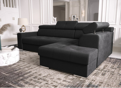 Corner sofa L-shape Couch Upholstery Living room Couches Sofas Modern Black Design